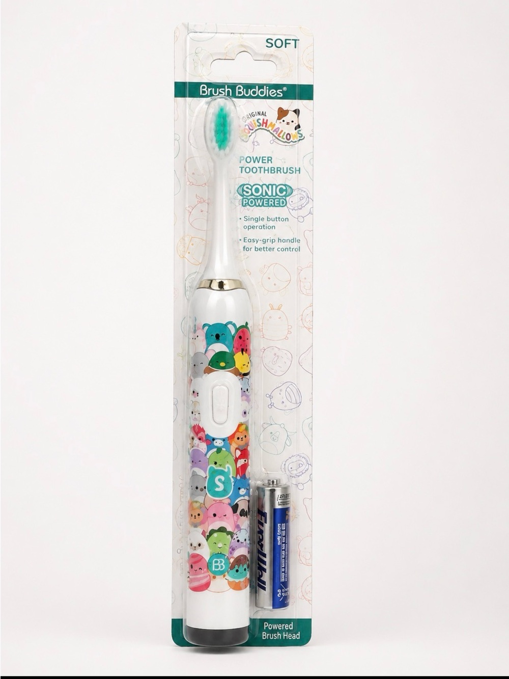 NEW Squishmallows Sonic Power Toothbrush Soft Brush Buddies + Battery